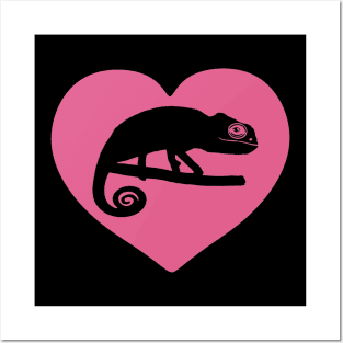 Pink Cute Chameleon Heart for Chameleon Lovers Posters and Art